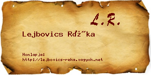 Lejbovics Réka névjegykártya